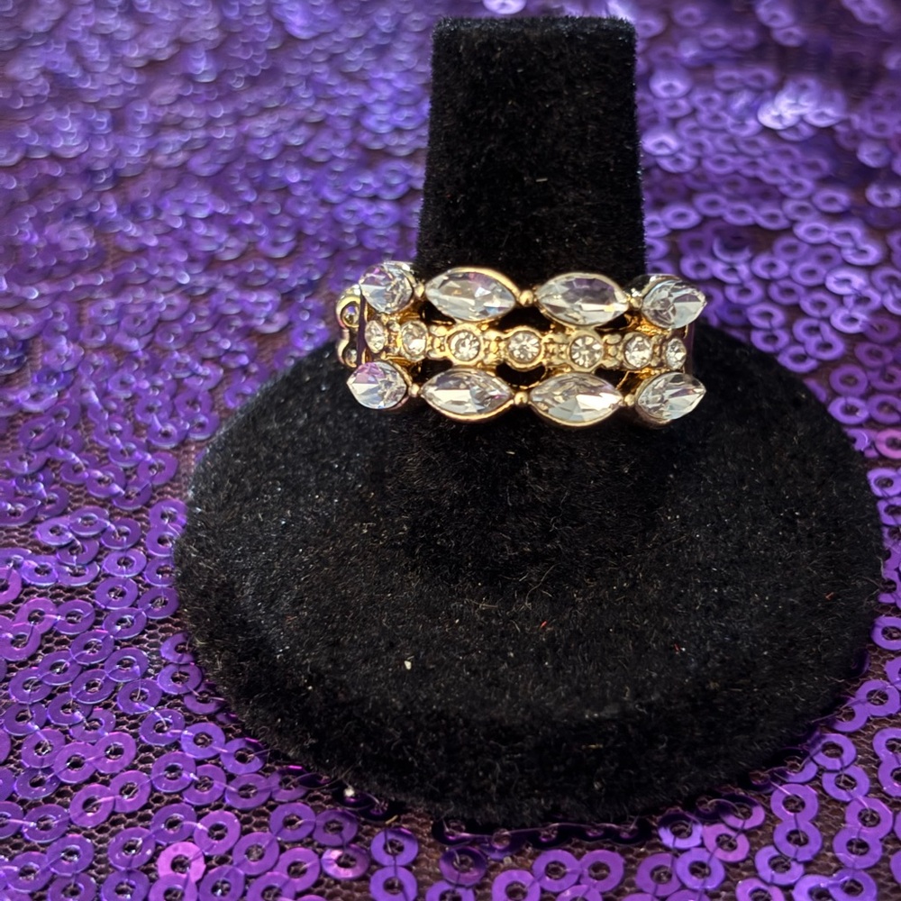 paparazzi Gold Stackable Ring Set with Clear Crystals